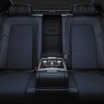 Black leather rear car seats with center console