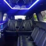 Luxury limousine interior with blue LED lighting
