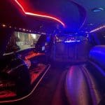 Luxury limousine interior with neon LED lighting