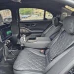 Luxury car rear seats with quilted leather interior