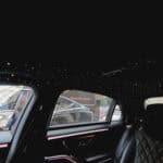 Luxury car interior with starry ceiling lights