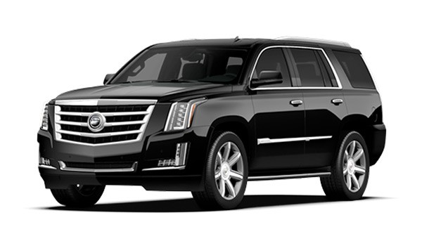 Black Cadillac Escalade SUV on white background