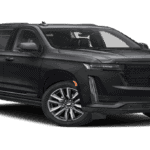Black Cadillac Escalade SUV on black background