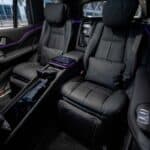 Luxury car rear seats with ambient lighting