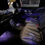 Luxury car rear seats with ambient lighting