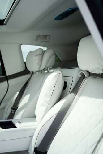 White leather car interior with front seats