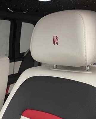 Rolls-Royce leather headrest with embroidered RR logo