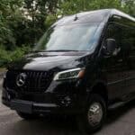 Black Mercedes-Benz Sprinter van parked on road
