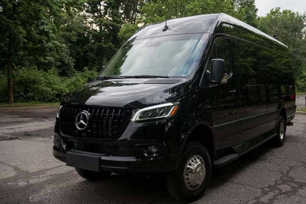 Black Mercedes-Benz Sprinter van parked on road