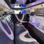 Luxury limousine interior with leather seats and LED lighting