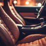 Luxury car interior with brown leather seats
