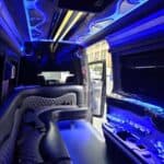 Luxury van interior with blue LED lighting