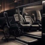 Luxury accessible van with ramp and wheelchair