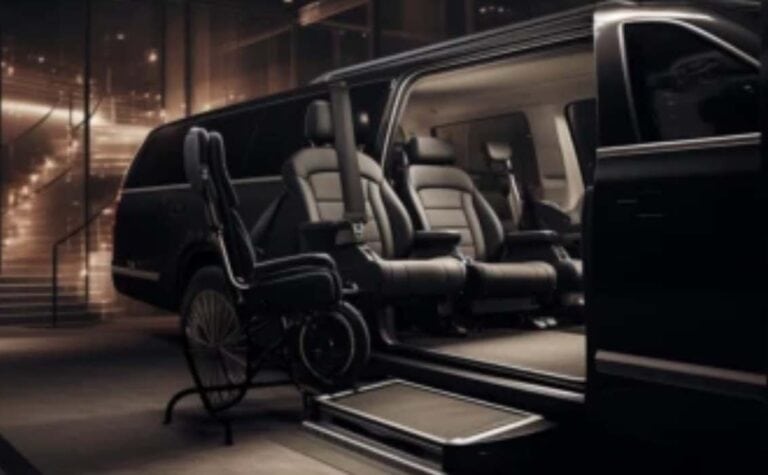 Luxury accessible van with ramp and wheelchair