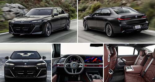 Black BMW 7 Series exterior and interior views