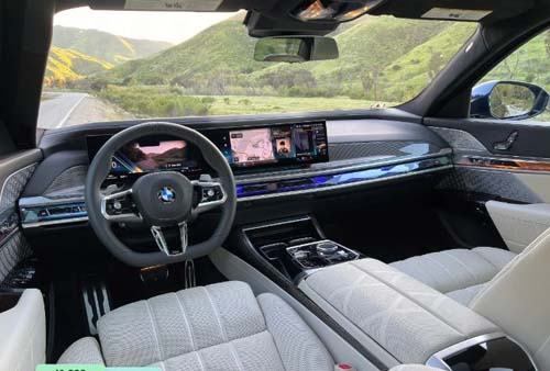 Luxury BMW interior with panoramic countryside view