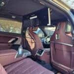 Luxury car interior with rear entertainment screen