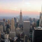 New York City skyline at sunset with Empire State Building