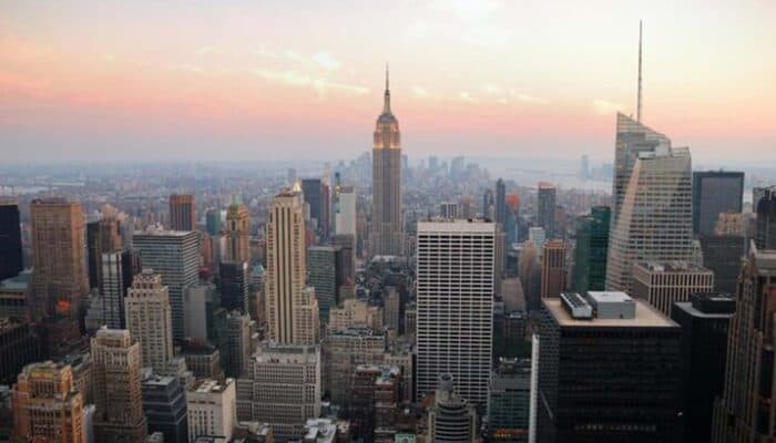 New York City skyline at sunset with Empire State Building
