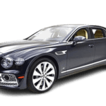 Black luxury sedan isolated on white background