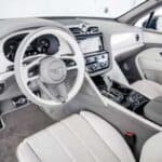 Luxury car interior with leather seats and dashboard