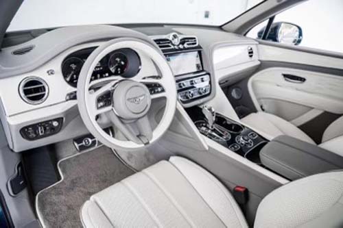 Luxury car interior with leather seats and dashboard
