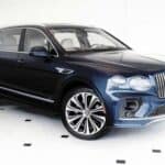 Blue luxury SUV in showroom
