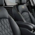 Luxury black leather car seats with diamond stitching