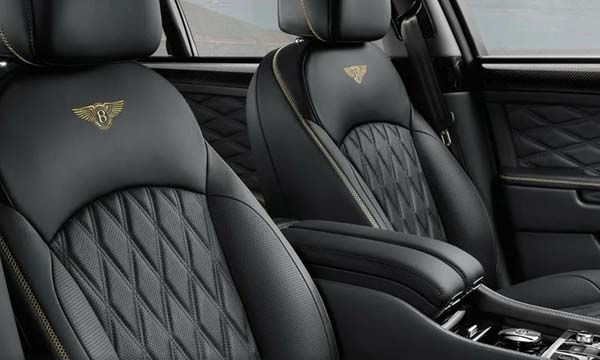 Luxury black leather car seats with diamond stitching
