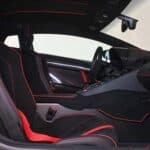 Black and red sports car interior seats
