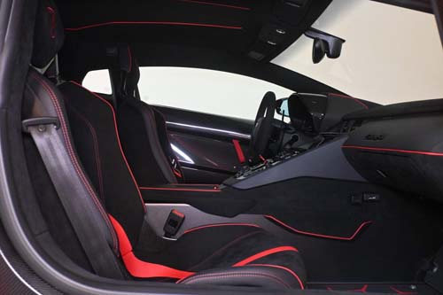Black and red sports car interior seats