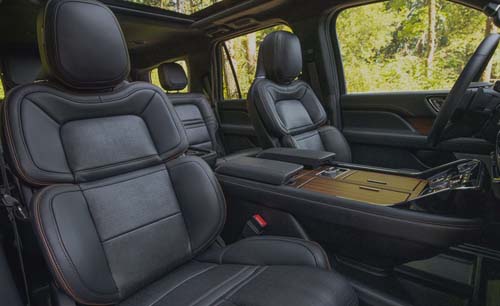 Luxury SUV interior with black leather seats