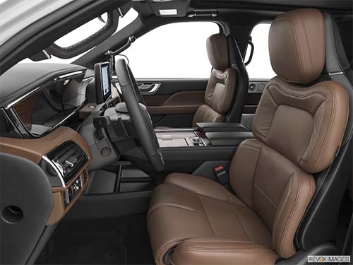 Luxury car interior with brown leather seats and dashboard