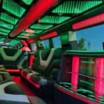 Luxury limousine interior with neon LED lighting
