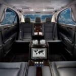 Luxury SUV interior with leather seats and sunroof