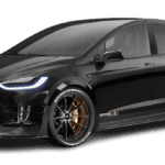 Black Tesla Model X with custom rims