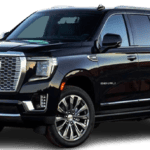 Black GMC full-size SUV on white background