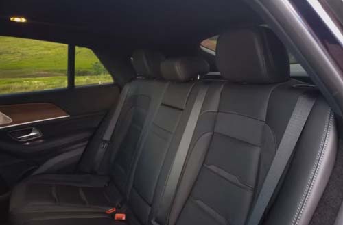 Black leather rear seats inside modern car interior