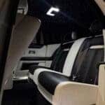 Luxury car interior with starry ceiling lights