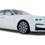 White Rolls-Royce luxury sedan on white background