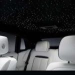Luxury car interior with starry starlight ceiling