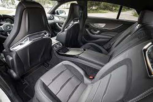Luxury car interior with leather rear seats