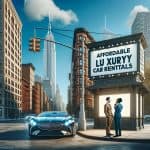 Luxury car rental billboard in New York City