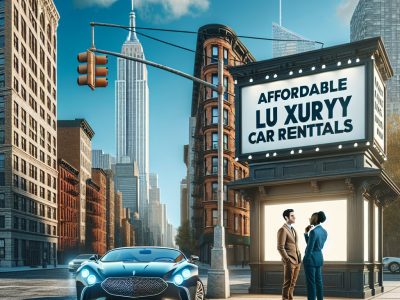 Luxury car rental billboard in New York City