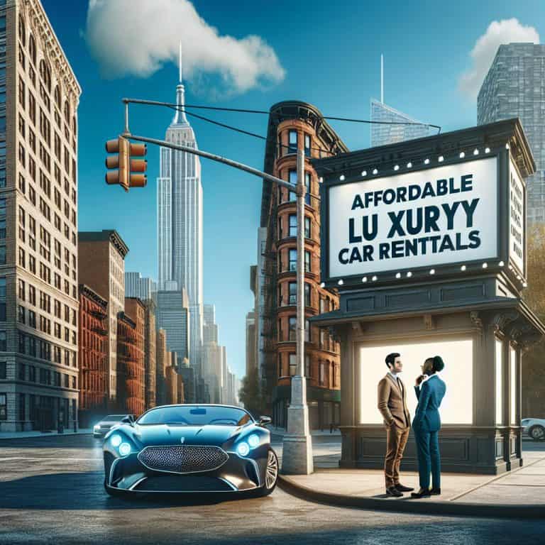 Luxury car rental billboard in New York City