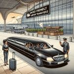 Limousine airport transfer with smoke-friendly service sign