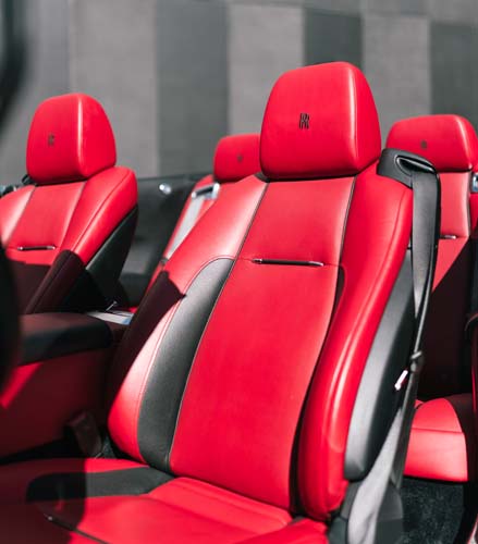 Red luxury leather car seats interior
