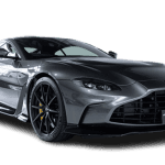 Gray Aston Martin sports car on white background