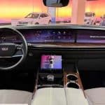 Luxury SUV interior with panoramic digital dashboard display