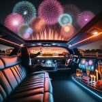Fireworks over White House viewed from luxury limousine